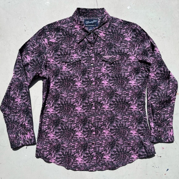 Women's Wrangler Shirt Multicolor Colorblock Western L Ranch Gradient Coastal - Picture 3 of 12